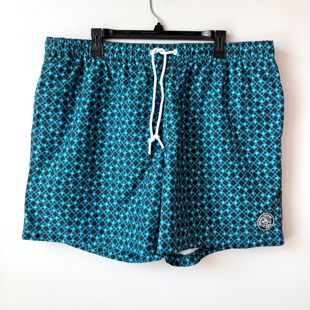 Original Penguin All-Over Geo Print Swim Short Mens Size XXL Teal Black‎